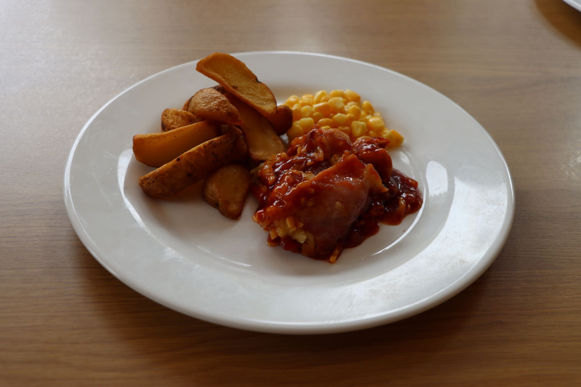 Hunter's Chicken with Jacket Wedges and Sweetcorn